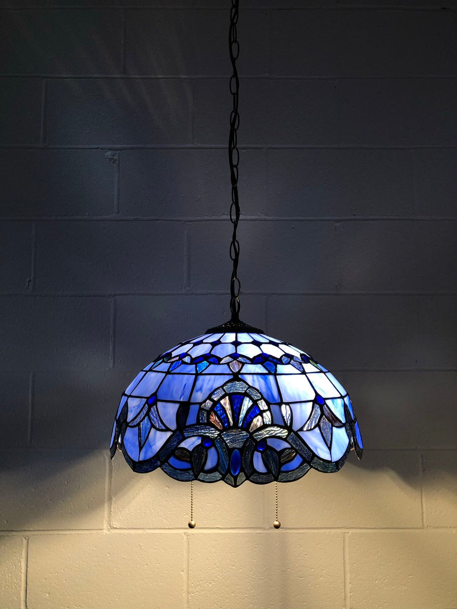 Tiffany Style Blue Stained Glass Hanging lighting Baroque Style Lavend ...