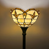 Tiffany Style Torch Floor Lamp Gold Stained Glass Baroque Style Lavender EF1249