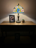 Enjoy Tiffany Style Table Lamp Stained Glass Hummingbird Flowers Vintage  H19*W12 Inch ET1221