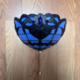 Tiffany Style Wall Sconce Lamp Blue Stained Glass Baroque Style LED Bulb Included EW1218