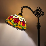 Tiffany Style Floor Lamp Stained Glass Red Tulips Gooseneck Adjustable LED bulb included EF1260