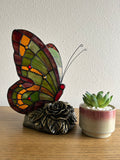 Enjoy Tiffany Style Night Light Stained Glass Butterfly Vintage ET10001 H9*W6 in