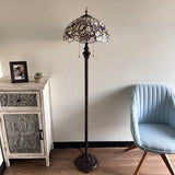 Enjoy Decor Lamps Tiffany Style Floor Lamp Stained Glass Magpie Birds Cherry Blossoms Vintage EF1635