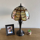 Tiffany Style Table Lamp Gold Stained Glass Baroque Style Lavender ET1250