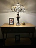 Enjoy Tiffany Style White Stained Glass Table Lamp Baroque Style Lavender Vintage ET1625