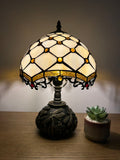 Enjoy Tiffany Style Table Lamp Gold Stained Glass Crystal Beans Include LED Bulb ET1023 H14*W10 In