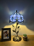 Tiffany Style Table Lamp Blue Stained Glass Baroque Style Lavender Include LED Bulb ET1019