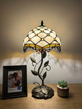 Enjoy Tiffany Style Table Lamp Gold Stained Glass Crystal Beans Include LED Bulb ET1024 H21*W10 In