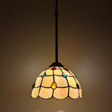 Tiffany Style Mini Hanging Lamp Gold Stained Glass Crystal Beans LED Bulb Included EP0875