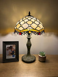 Enjoy Tiffany Style Table Lamp Gold Stained Glass Crystal Beans Vintage  H19*W12 Inch ET1223