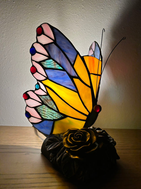 Enjoy Tiffany Style Night Light Stained Glass Butterfly Vintage ET10003 H9*W6 in