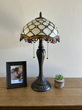 Tiffany Style Gold Stained Glass Table Lamp Vintage included 2 LED bulbs  ET1224