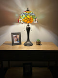 Enjoy Tiffany Style Table Lamp Stained Glass Rose Flowers Vintage H22*W12 In  ET1204-B