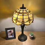 Tiffany Style Table Lamp Gold Stained Glass Baroque Style Lavender ET1250