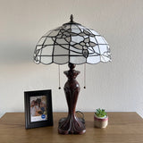 Tiffany Style Table Lamp White Stained Glass Flowers LED bulbs included ET1663