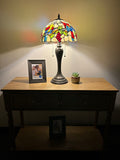 Enjoy Tiffany Style Table Lamp Parrots Grape Stained Glass Vintage H22*W12 Inch ET1273