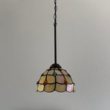 Tiffany Style Mini Hanging Lamp Gold Stained Glass Crystal Beans LED Bulb Included EP0875