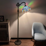 Enjoy Decor Lamps Tiffany Style Floor Lamp Dragonfly Sky Blue Stained Glass Gooseneck Adjustable EF1202