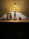 Enjoy Tiffany Style Table Lamp Gold Stained Glass Crystal Beans Vintage ET1276