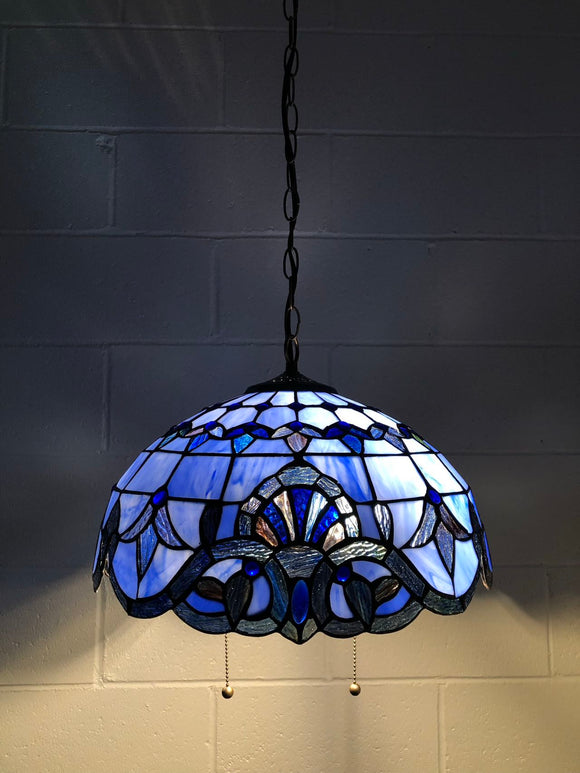 Tiffany Style Blue Stained Glass Hanging lighting Baroque Style Lavender EP1618