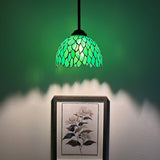 Tiffany Style Mini Hanging Lamp Green Leaves Stained Glass LED Bulb Included EP0827