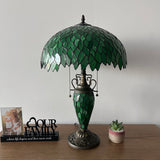 Tiffany Style Table Lamp Green Leaves Stained Glass24"H*16"W*16"D  ET1627-WB