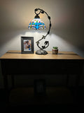 Enjoy Tiffany Style Table Lamp Dragonfly Blue Stained Glass ET0862