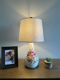 Ceramic Table Lamp Rose Flowers Blue 10"W*10"D*20'H