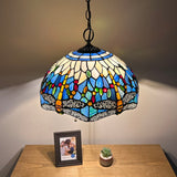 Tiffany Style Hanging Lighting Dragonfly Stained Glass Vintage H75*W16 in EP1661