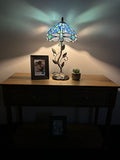 Enjoy Tiffany Style Table Lamp Blue Stained Glass Dragonfly Include LED Bulb ET1008 H21*W10 In