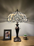 Enjoy Tiffany Style White Stained Glass Table Lamp Baroque Style Lavender Vintage ET1625