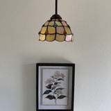 Tiffany Style Mini Hanging Lamp Gold Stained Glass Crystal Beans LED Bulb Included EP0875