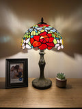 Enjoy Tiffany Style Table Lamp Stained Glass Rose Flowers Vintage ET1203-B  H19 in