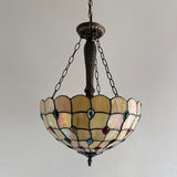 Tiffany Style Ceiling Lights Hanging Lamp Gold Stained Glass Crystal Beans LED Bulbs Included EP1676