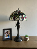 Enjoy Tiffany Style Table Lamp Parrots Grape Stained Glass Vintage H22*W12 Inch ET1273