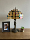 Enjoy Tiffany Style Table Lamp Gold Stained Glass Crystal Beans Vintage ET1276