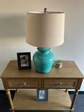 Ceramic Table Lamp Blue for Living Room Dining Room Bedroom Bedside Office Hotel H26*W15 Inches