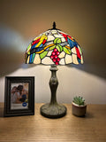 Enjoy Tiffany Style Table Lamp Stained Glass Parrots Grape Vintage ET1274