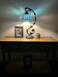 Tiffany Style Dragonfly Sea Blue Stained Glass Table Lamp ET0807