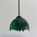 Tiffany Style Mini Hanging Lamp Green Leaves Stained Glass LED Bulb Included EP0827