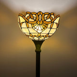 Tiffany Style Torch Floor Lamp Gold Stained Glass Baroque Style Lavender EF1249