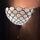 Tiffany Style Wall Sconce Lamp White Stained Glass Crystal Beans LED Bulb Included EW1205