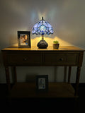 Enjoy Tiffany Style Table Lamp Blue Stained Glass Baroque Style Lavender Include LED Bulb ET1018 H14*W10 In