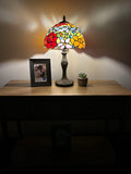 Enjoy Tiffany Style Table Lamp Stained Glass Rose Flowers Vintage ET1203-B  H19 in