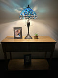 Tiffany Style Table Blue Stained Glass Dragonfly Vintage  ET1208