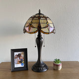 Tiffany Style Table Lamp Gold Stained Glass Baroque Style Lavender ET1250