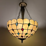 Tiffany Style Ceiling Lights Hanging Lamp Gold Stained Glass Crystal Beans LED Bulbs Included EP1676