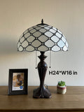 Enjoy Tiffany Style Table Lamp White Stained Glass Vintage ET1606