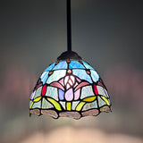 Tiffany Style Mini Hanging Lamp Blue Stained Glass Tulips LED Bulb Included EP0855