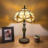 Tiffany Style Table Lamp Gold Stained Glass Baroque Style Lavender ET1249